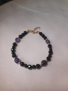 AURA BRANSOLETKA Z TURMALINAMI I AMETYSTEM