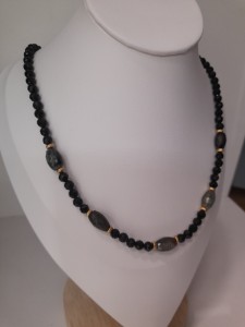 AURA NASZYJNIK Z TURMALINAMI I AGATEM